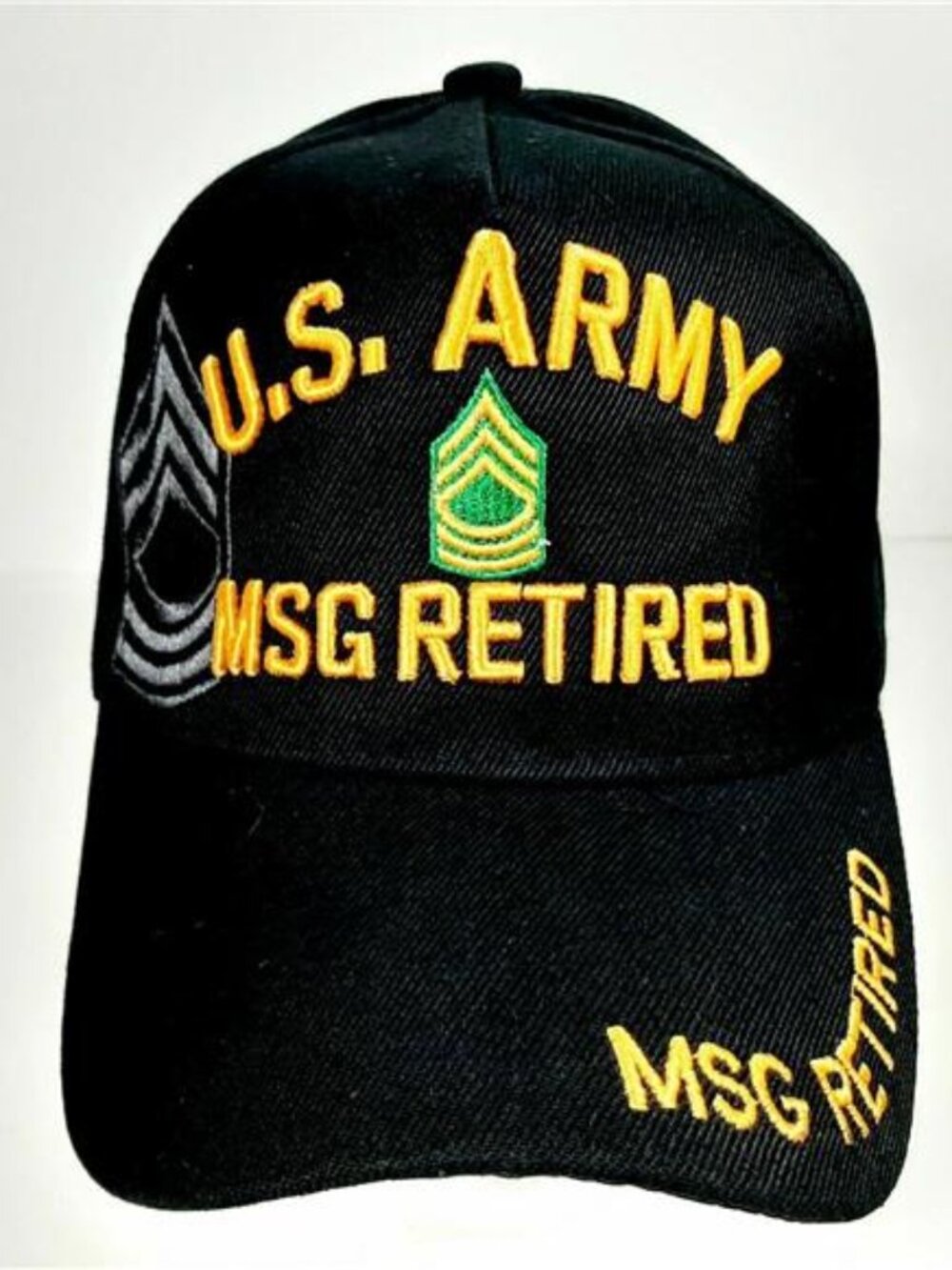 US Army Master Sergeant MSG Retired Veteran Baseball Cap Black Embroidered Hat